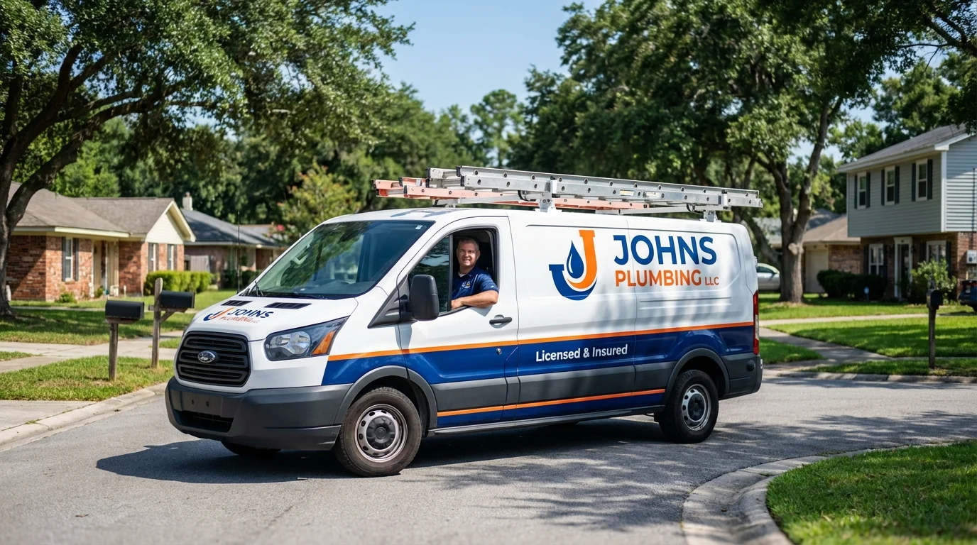 Johns Plumbing LLC service van in Poteet, TX